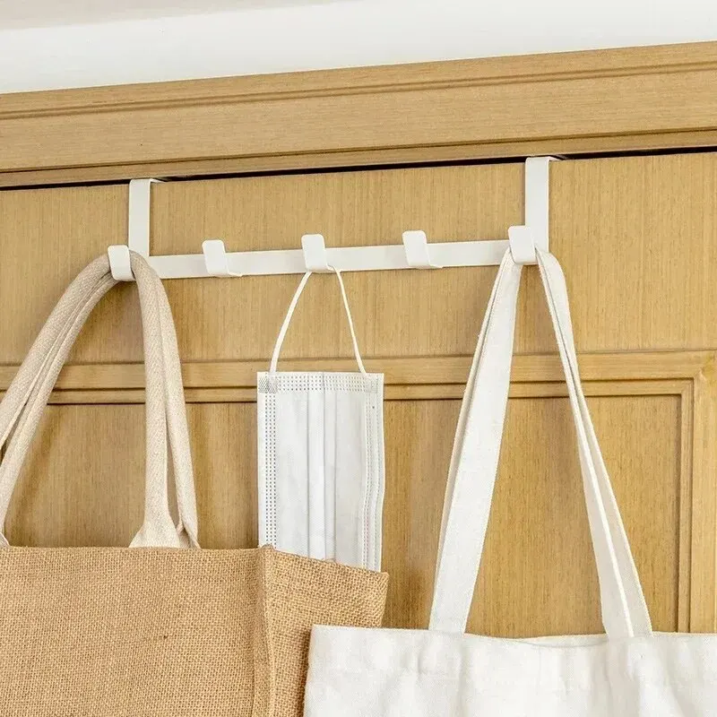 Hooks Over The Door 5 Hooks Home Bathroom Organizer Rack Clothes Coat Hat Towel Hanger Bathroom Kitchen Accessories - Image 4