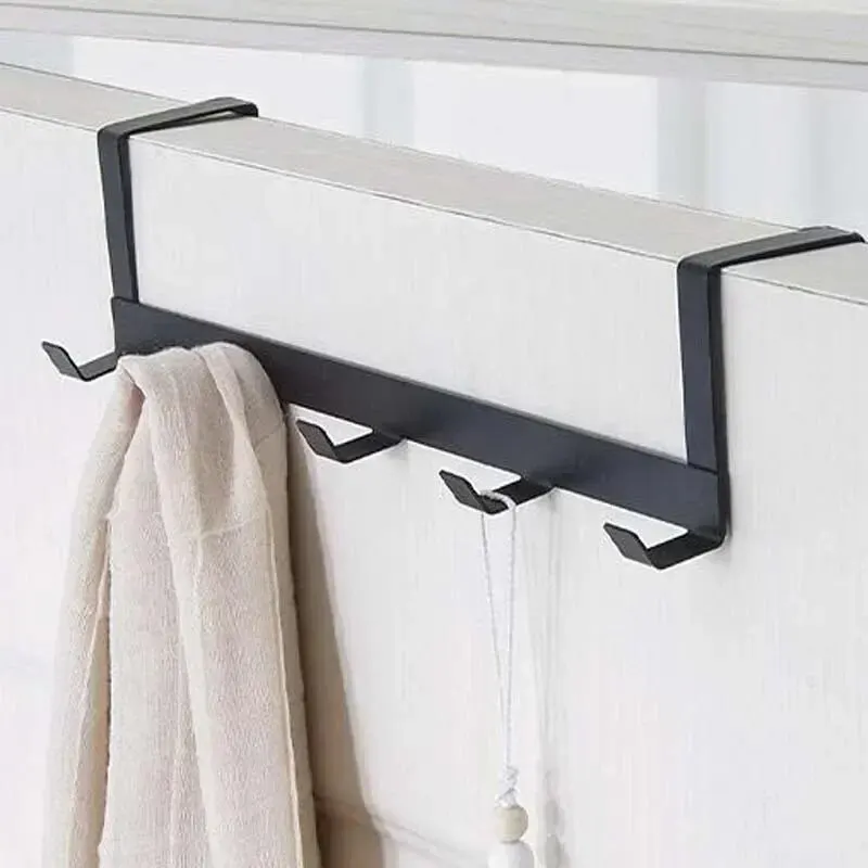 Hooks Over The Door 5 Hooks Home Bathroom Organizer Rack Clothes Coat Hat Towel Hanger Bathroom Kitchen Accessories - Image 2